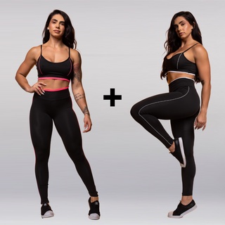 Conjunto Top e Calça Fitness Academia Vivo em Promoção na Shopee