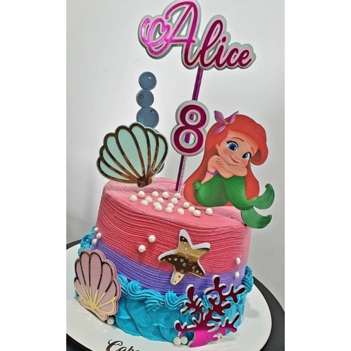 Topper de Bolo Sereia Princesa Ariel Topo Personalizado