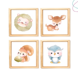 Quadro Decorativo Cachorros E Gatos Desenho Aquarela 4874