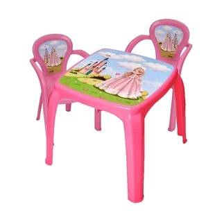 Mesa Infantil Com Duas Cadeiras Decoração De Princesa - Usual Brinquedos