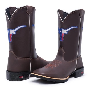 Bota Texana Country Botina Masculina Bico Quadrado