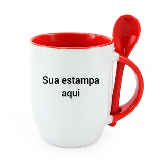 Caneca Personalizada com Colher - Preta Inicial com Nome Masculina e Frase  - Mimos Maria Personalizados