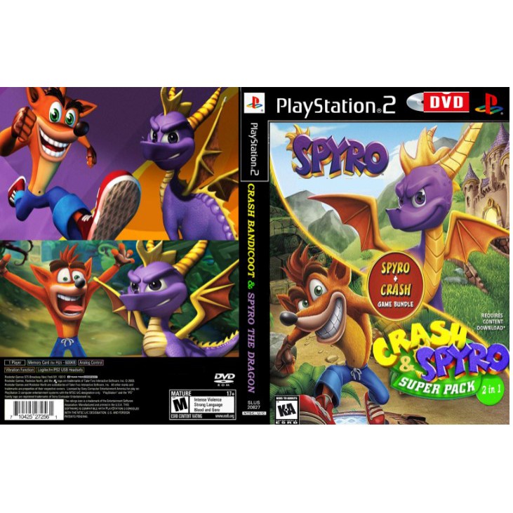 Crash Bandicoot + Spyro The Dragon Super Pack 2 in 1 - Playstation 2 ...