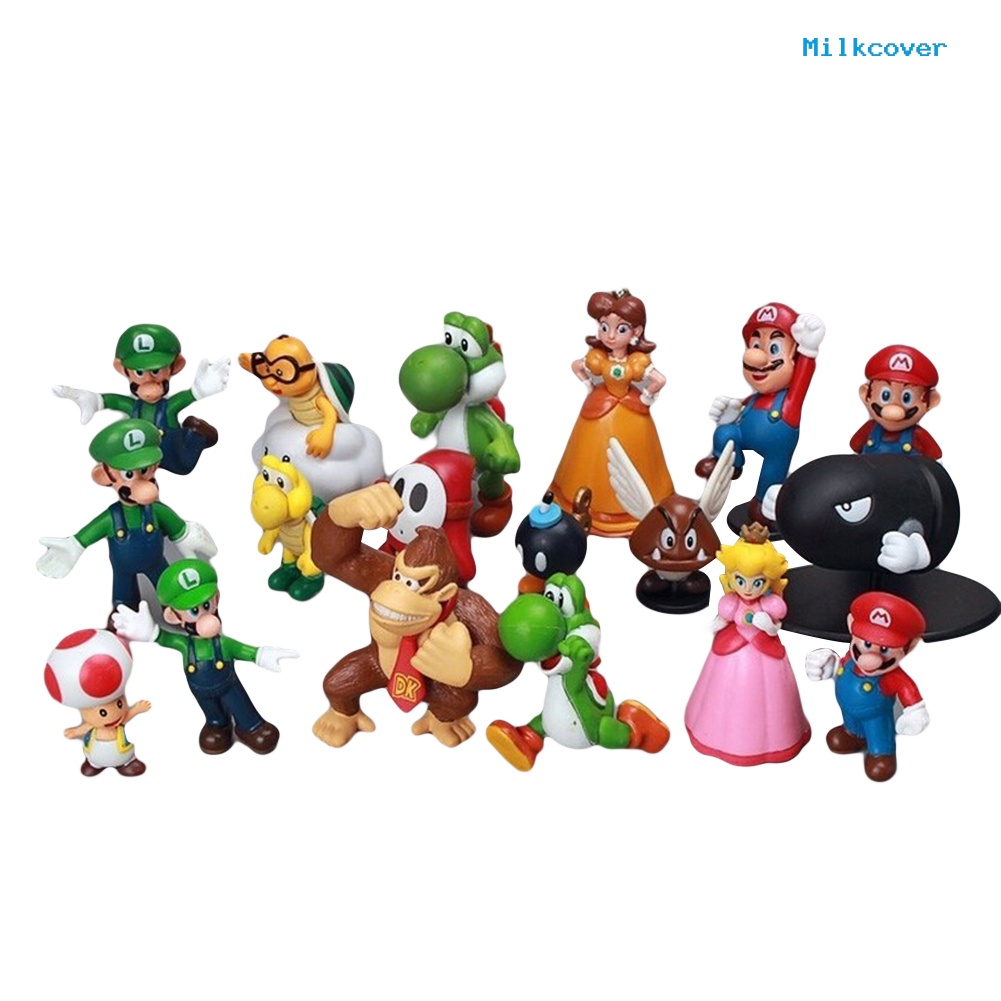 Pegador De Leite 18 Pçs / Set Mini Super Mario Bros Luigi Pvc Boneca De ...