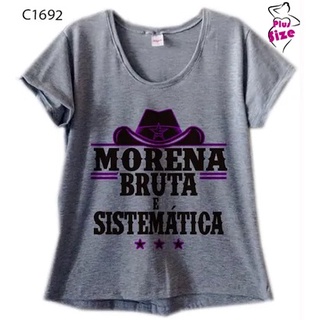Blusa Feminina Cinza Plus Size Country Morena Bruta C1692