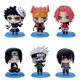 Kit 6 Boneco Naruto Sakura Sasuke Itachi Kakashi Obito