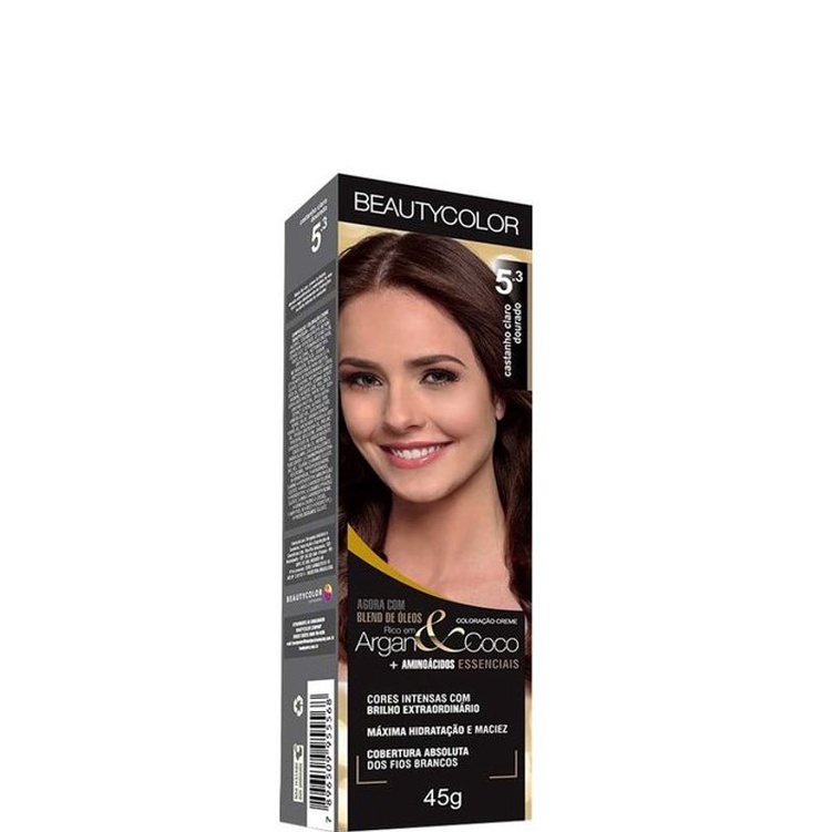 Tinta Beauty Color Coloração 5.3 Castanho Claro Dourado 45g | Shopee Brasil