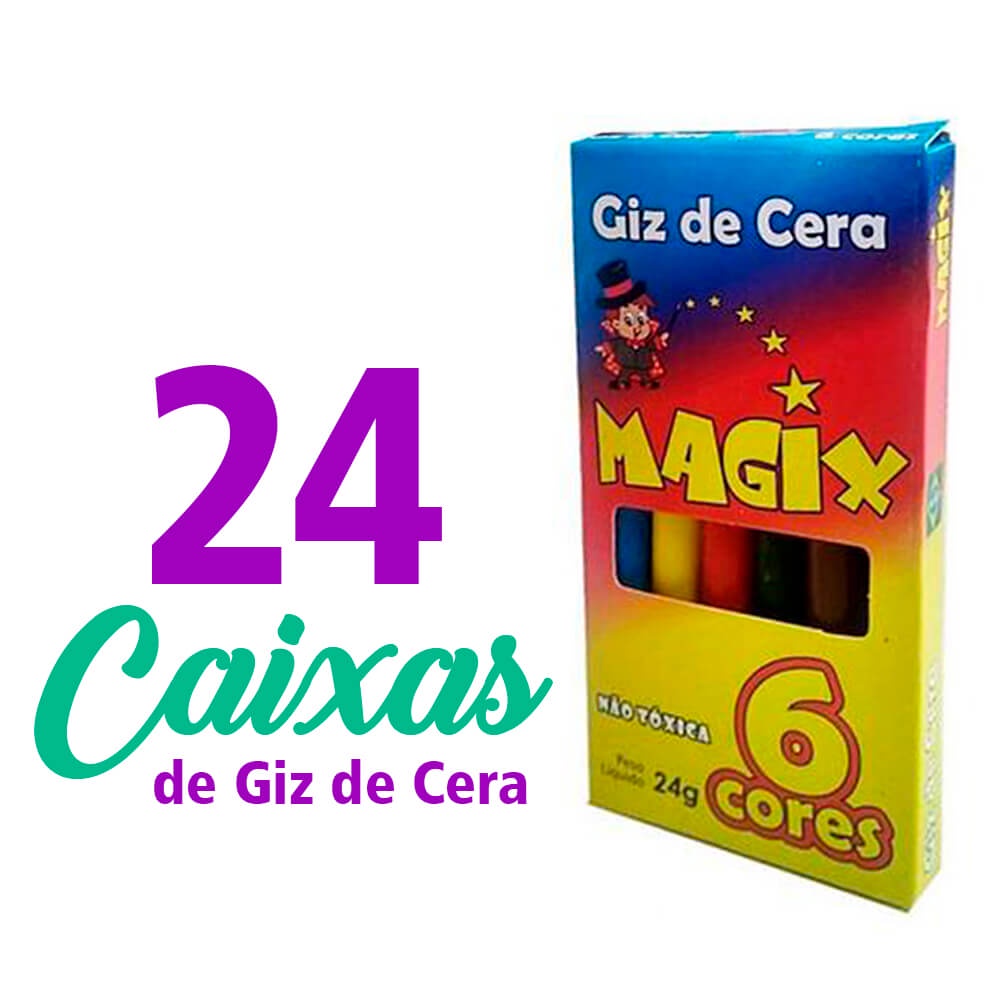 24 Caixas de Giz de Cera Magix com 6 cores | Shopee Brasil