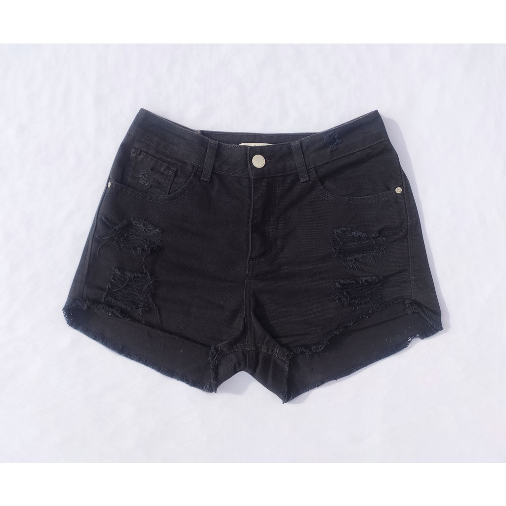 Short preto 2024 rasgado feminino