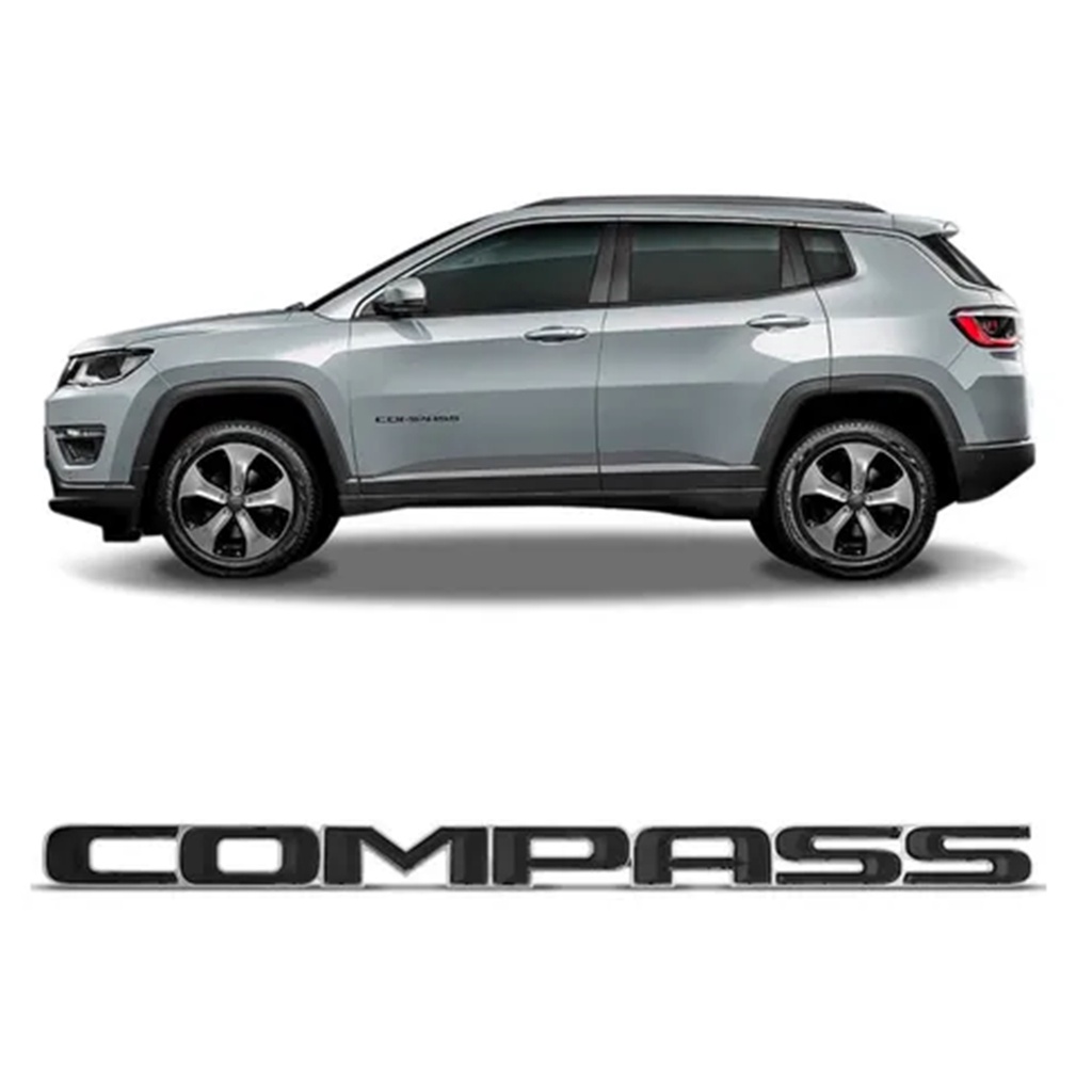 Emblema Letreiro Compass Lateral Cromado Com Preto 2016/ Adiante ...
