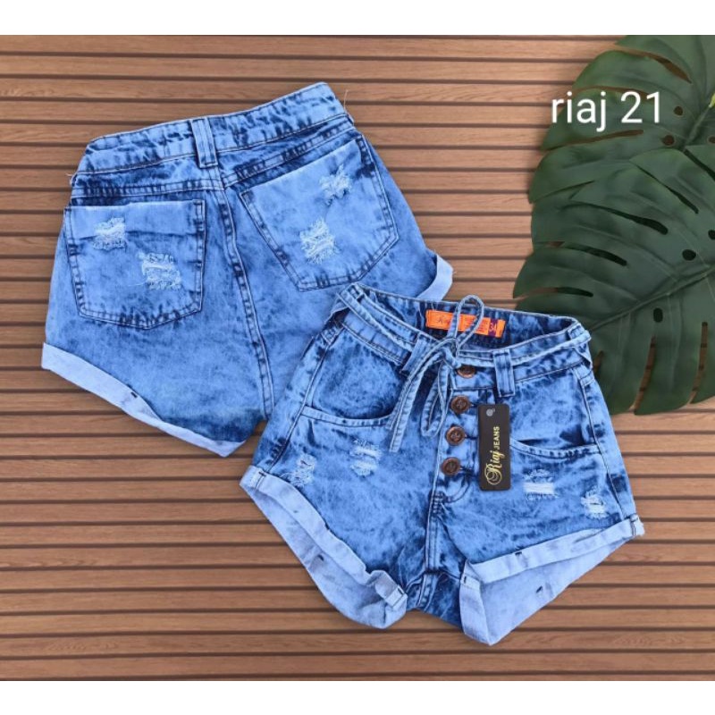 Short cintura alta com best sale laço jeans