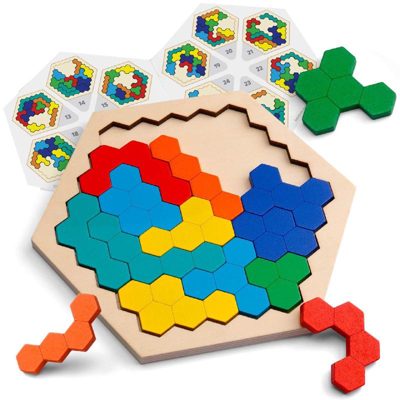 Hohopeti 1 Conjunto Quebra-cabeça De Blocos De Favo De Mel Jogo De Lógica  Brinquedo Quebra-cabeça Tangram Brinquedo De Haste Brinquedos Infantis Pré