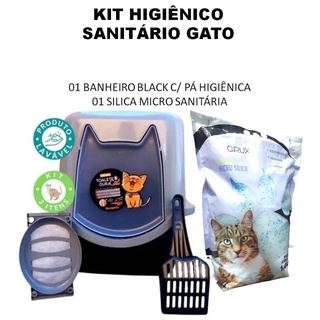 Kit Combo Sanitário Gato Banheiro Higiênico Black + Silica Micro 1.6kg Envio Imediato