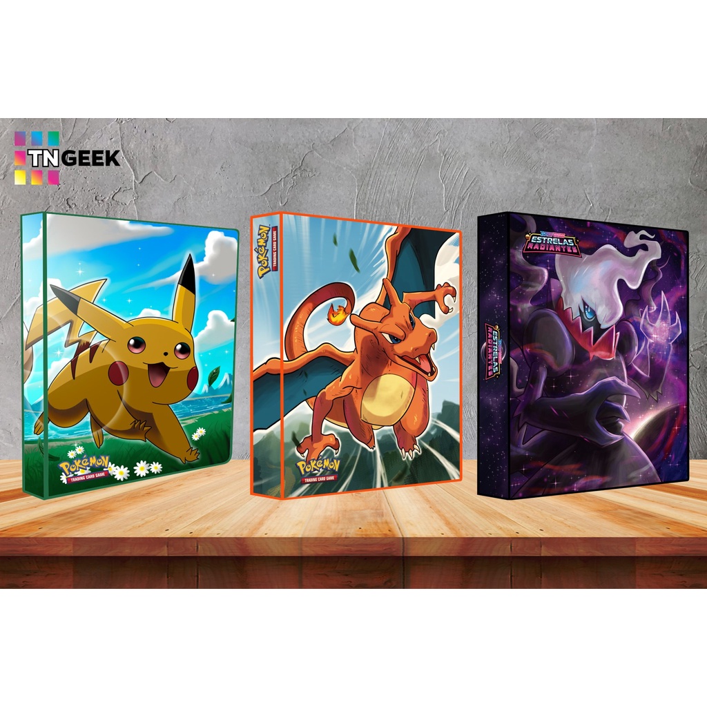 Pasta Álbum tipo Fichário para Cards Pokémon (c/ 10 cartas aleatórias)