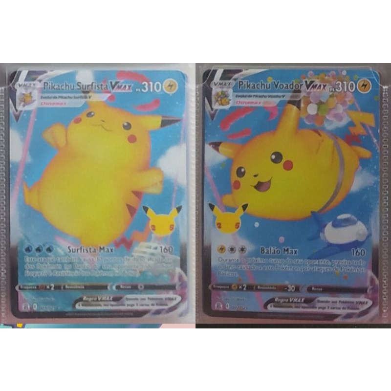 Kit Carta Pokémon Pikachu Vmax Surfista Vmax Voador Vmax