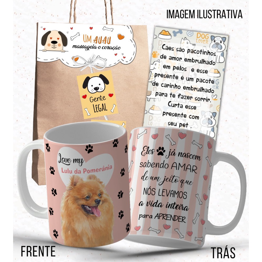 Caneca Cachorro Lulu da Pomerânia Raça de Cachorro Splitz com