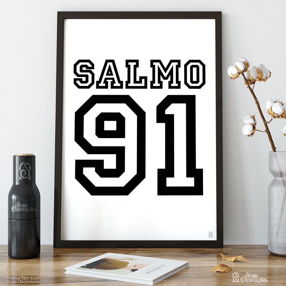 Quadro Decorativo Salmo 91 Frase Religioso