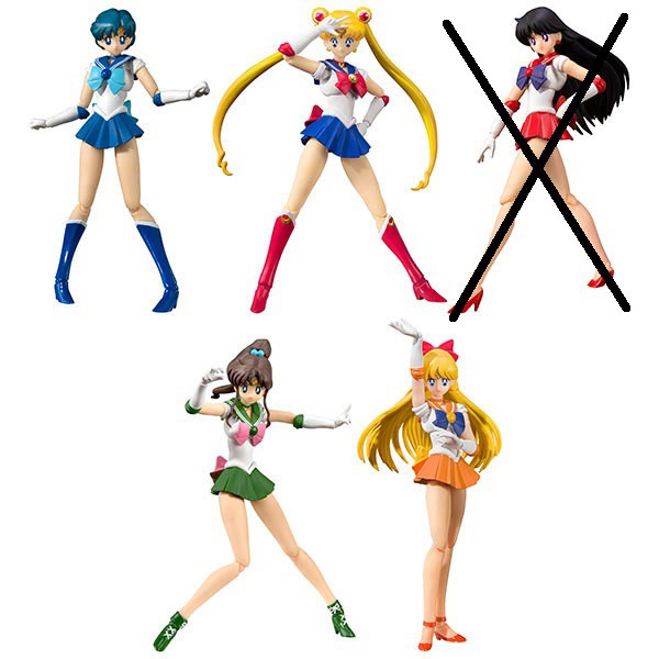 Os quatro personagens da sailor moon.