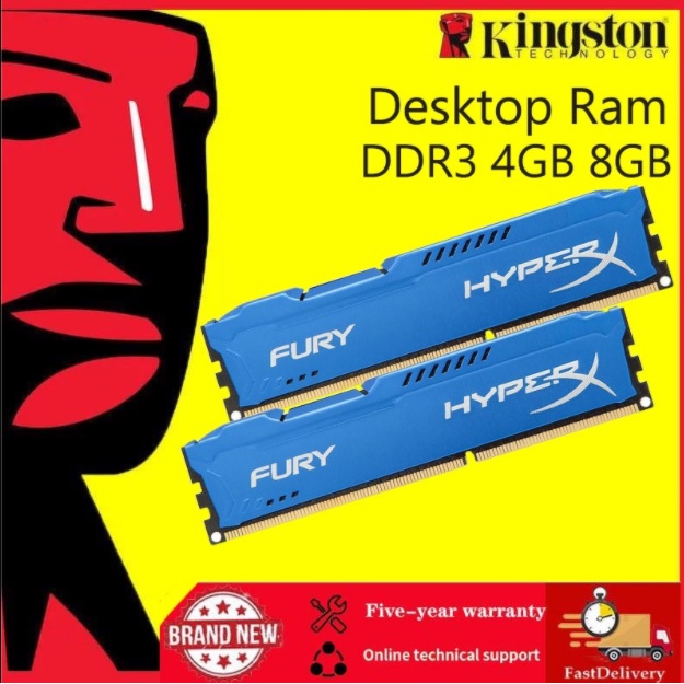 Kingston HyperX Fury DDR3 RAM 4GB 8GB DIMM 1600Mhz 1866Mhz 240Pin 1.5V Acessórios Para Computador De Memória Desktop