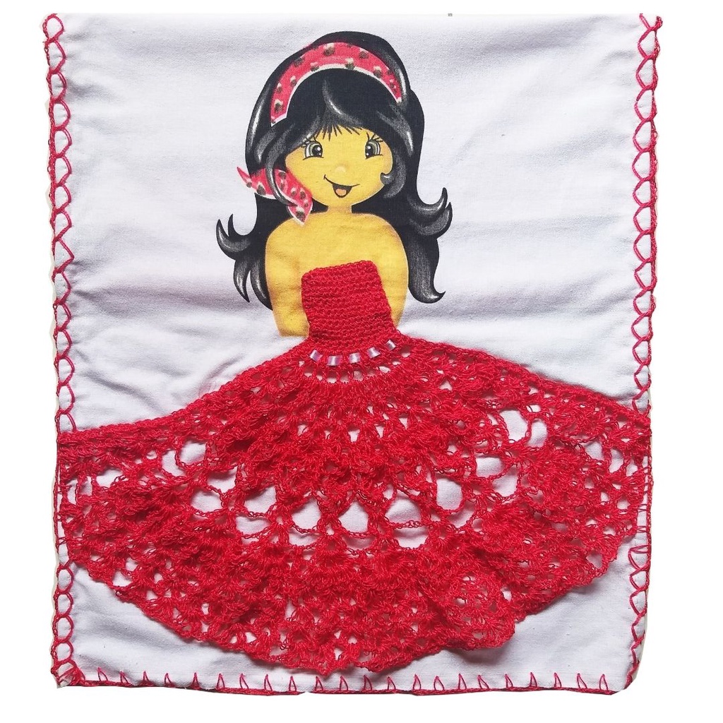 Vestido de boneca de croche com grafico