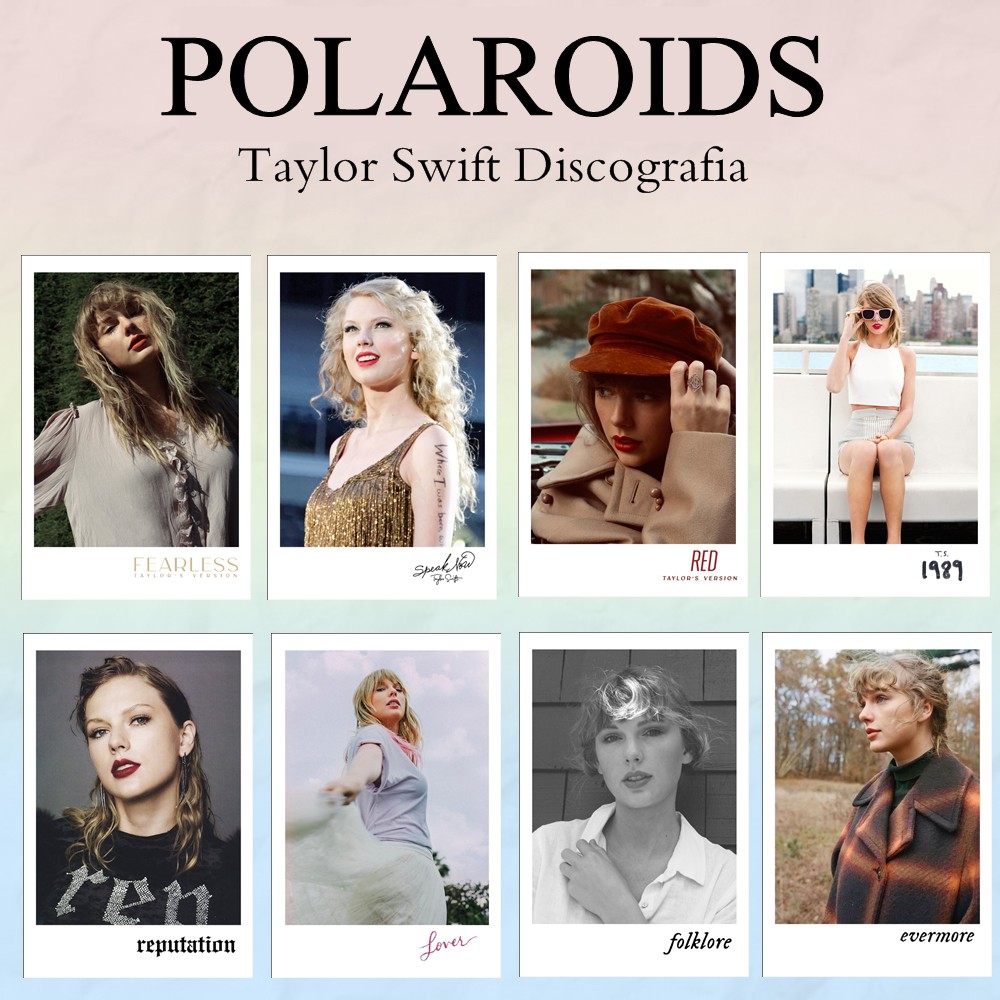 Fotos Taylor Swift Discografia 7x10 8 Unidades Red, Speak Now, Fearless, Reputation, Lover, Folklore, Evermore And 1989