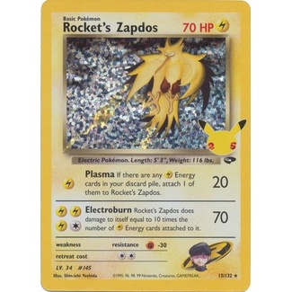 Carta Pokemon Zapdos da Equipe Rocket Lendário Brilhante!