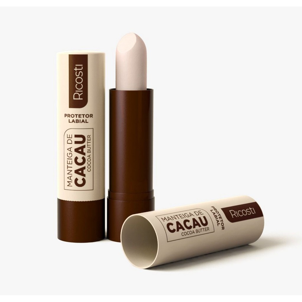 2 Protetor Labial Manteiga de Cacau Ricosti Hidratação para lábios Lip ...