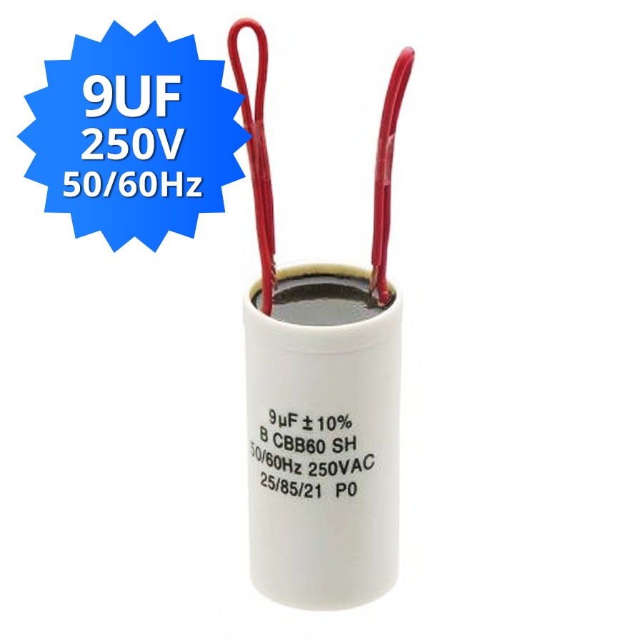 Capacitor Permanente De Motor 9uf X 250v - 2 Fios