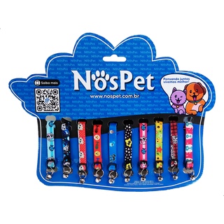 Kit Coleira Cartela Pet Com pingente de Guizo jogo C/10un