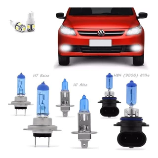 Kit Lâmpadas Super Branca Farol Duplo Alto H1 Baixo H7 Milha Hb4 Vw Gol G5 2009 2010 2011 2012 2013
