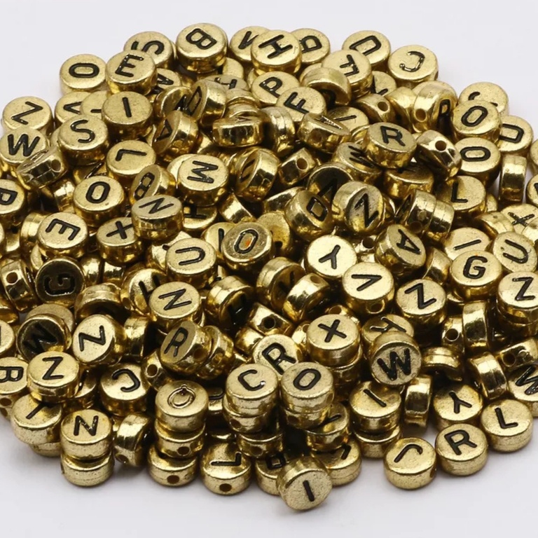 Amuletos de letras EMOSTAR Inicial A-Z Alfabeto contas, ouro rosa