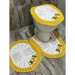 Kit De Tapete Para Banheiro Em Crochê 3 Peças - Oferta