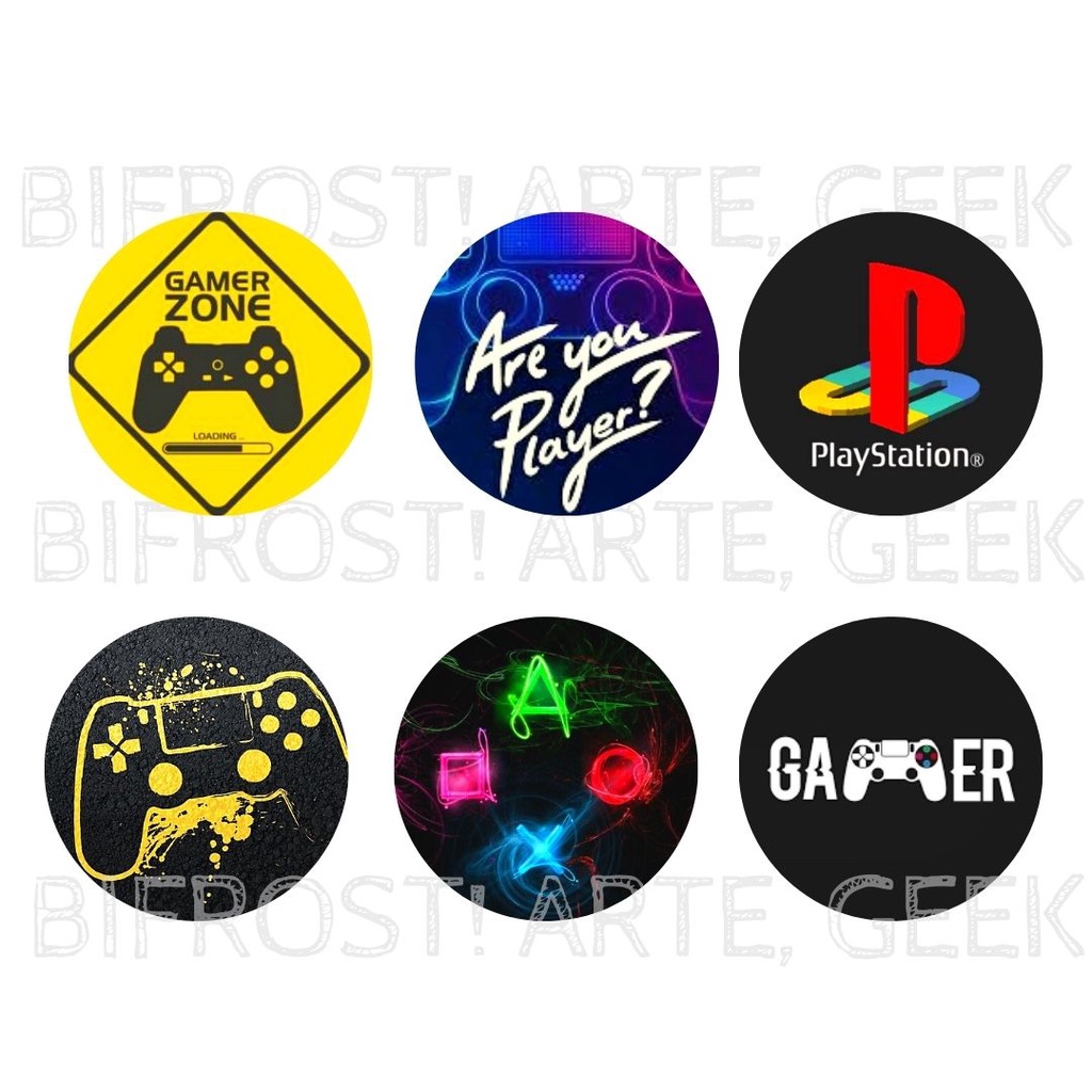 Kit 6 Bottons Playstation Colecionáveis Geek Gamer Videogame