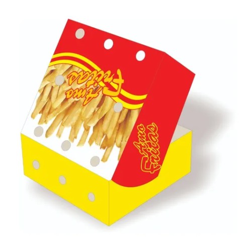 Caixa Embalagem Batata Frita Viagem Delivery / Tamanho Médio - 100 Unidades