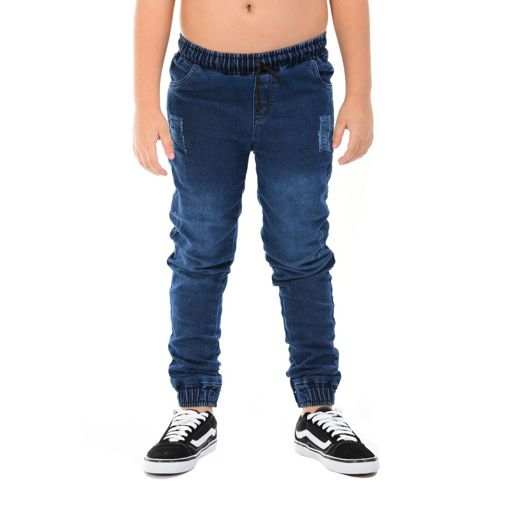 Roupa Infantil Calça Jogger Jeans Elástico Punho Bebê Menino