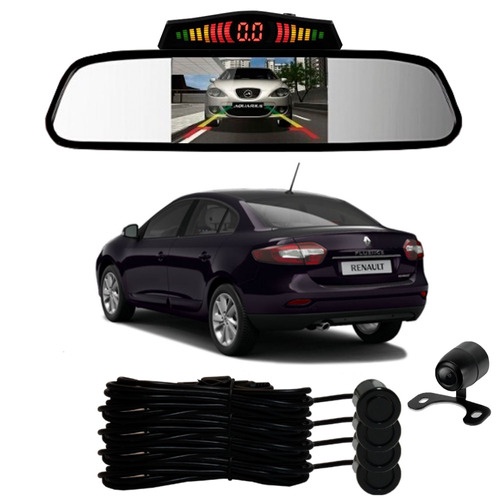 Sensor De Ré + Espelho Camera Ré Renault Fluence Preto