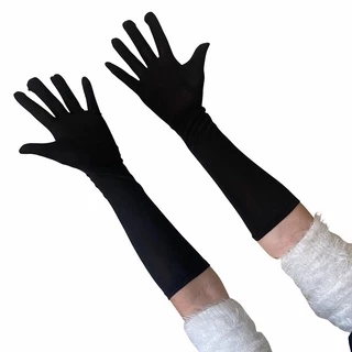 Luva Longa Preta 40 cm Fantasia Cosplay Halloween Carnaval Envio Imediato