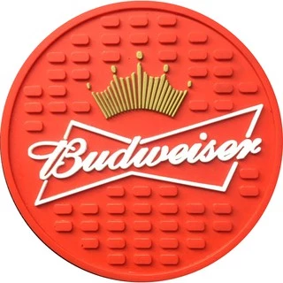 Kit 6 Porta Copos Budweiser - Bolacha De Chopp Emborrachado Alto Relevo