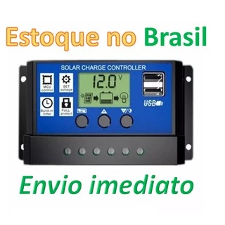 Controlador de Carga Solar 12/24V PWM Visor Lcd 30A Usb Regulador Automático