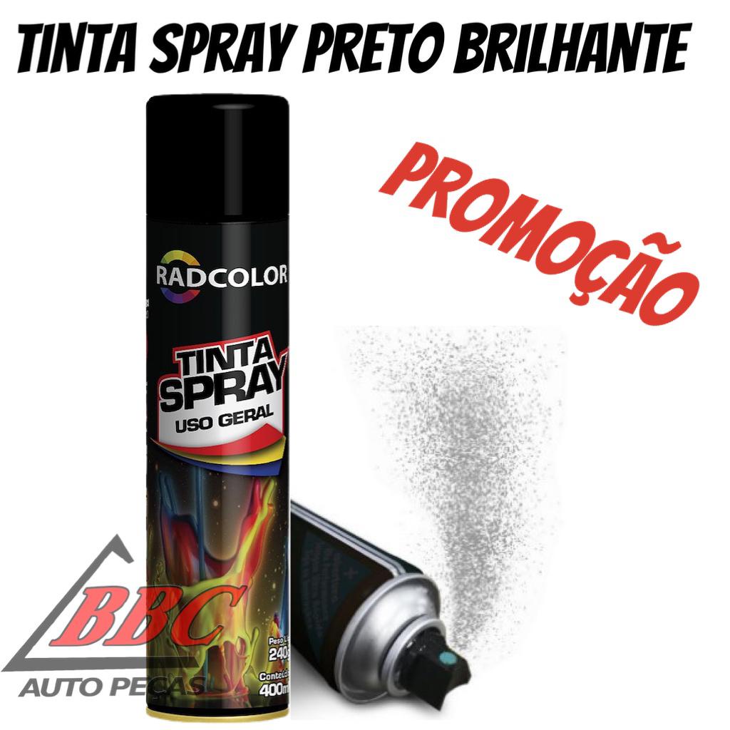Tinta Spray Uso Geral, Automotivo e Artesanal Preto Brilhante 400ml ...
