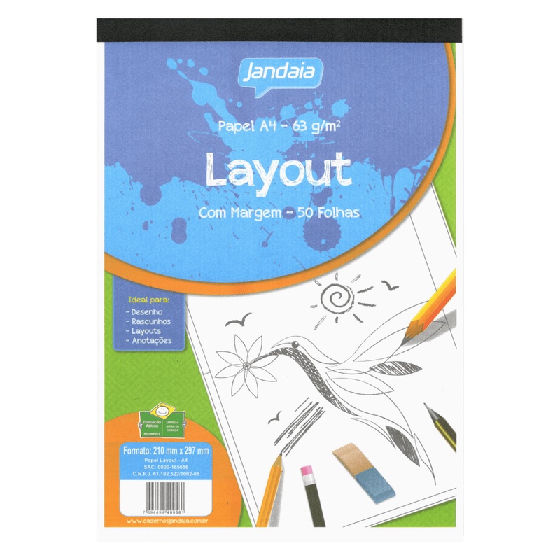 Bloco De Papel A3 Branco Layout Com Margem C50 Folhas Jandaia Shopee Brasil 4601