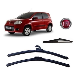 Kit de 3 Palhetas para Limpador de Parabrisa Dianteiro + Traseiro Novo Uno Vivace 2011 2012 2013 2014 2015 2016