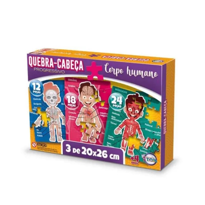 Jogo educativo com quebra-cabeça Corpo Humano - Importados Lili