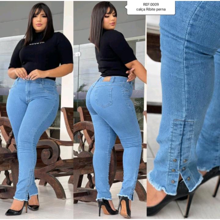 Calça Wide Leg em Jeans Estonado Curve & Plus Size Azul