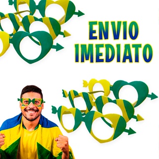 Óculos do Brasil Cores Verde e Amarelo Copa do Mundo Fomato Cupido Vários Modelos em Oferta na Shopee