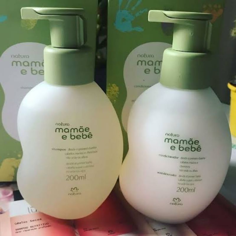 Mamãe e Bebê shampoo e Condicionador Natura 200 ml cada Combo | Shopee ...
