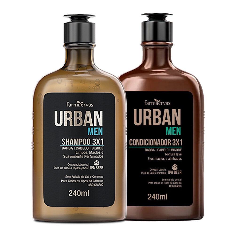 Kit Shampoo e Condicionador Masculino 3×1 240ml Urban Men | Shopee Brasil