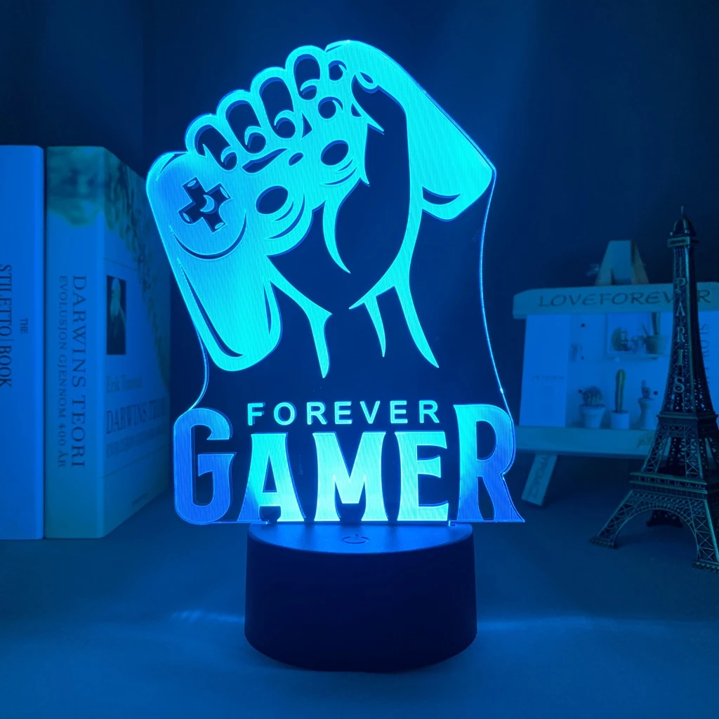 Controlador De Jogo Luz Led Gamer Mão Para Quarto De Criança Iluminação De Aniversário Presente Crianças Sala De Jogos 3d Lâmpada Noturna Cabeceira