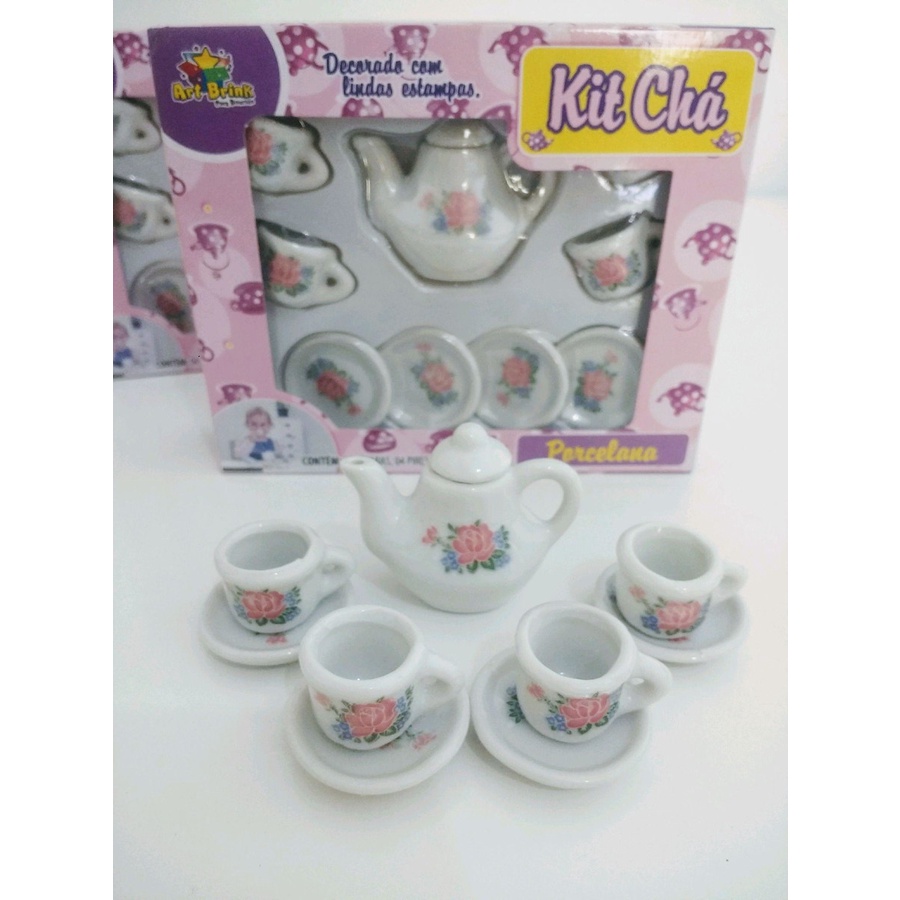 Mini jogo de cha infantil porcelana brinquedo lembrancinha art