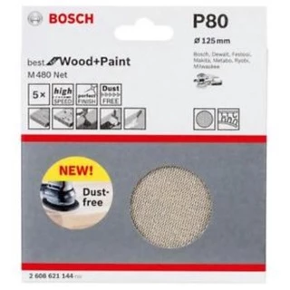 Disco de Lixa Tipo Tela 5 POL com Velcro Grana 80 com 5 Unidades P80 BOSCH